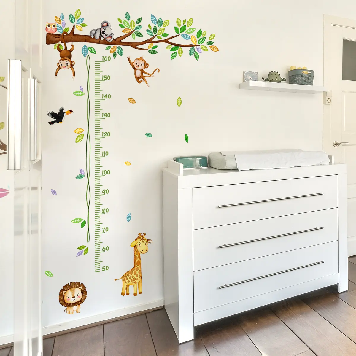 A set of two (30*90cm*2pcs) branch animal giraffe height stickers, wall stickers, Wall Decals for bedroom and living room background walls, Decorative home decoration stickers, self-adhesive, MS6515-ZY