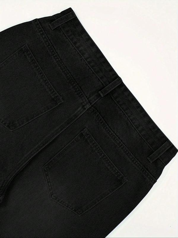 Men's Loose-Fit Denim Jeans, Comfortable Casual Style, Plain Pattern, Button Fly Closure, All Seasons Wear, Trendy Street Fashion