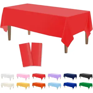 2PCS Red Plastic Tablecloths 54 x 108 Inch, Disposable Table Cloths Rectangle Party Table Covers