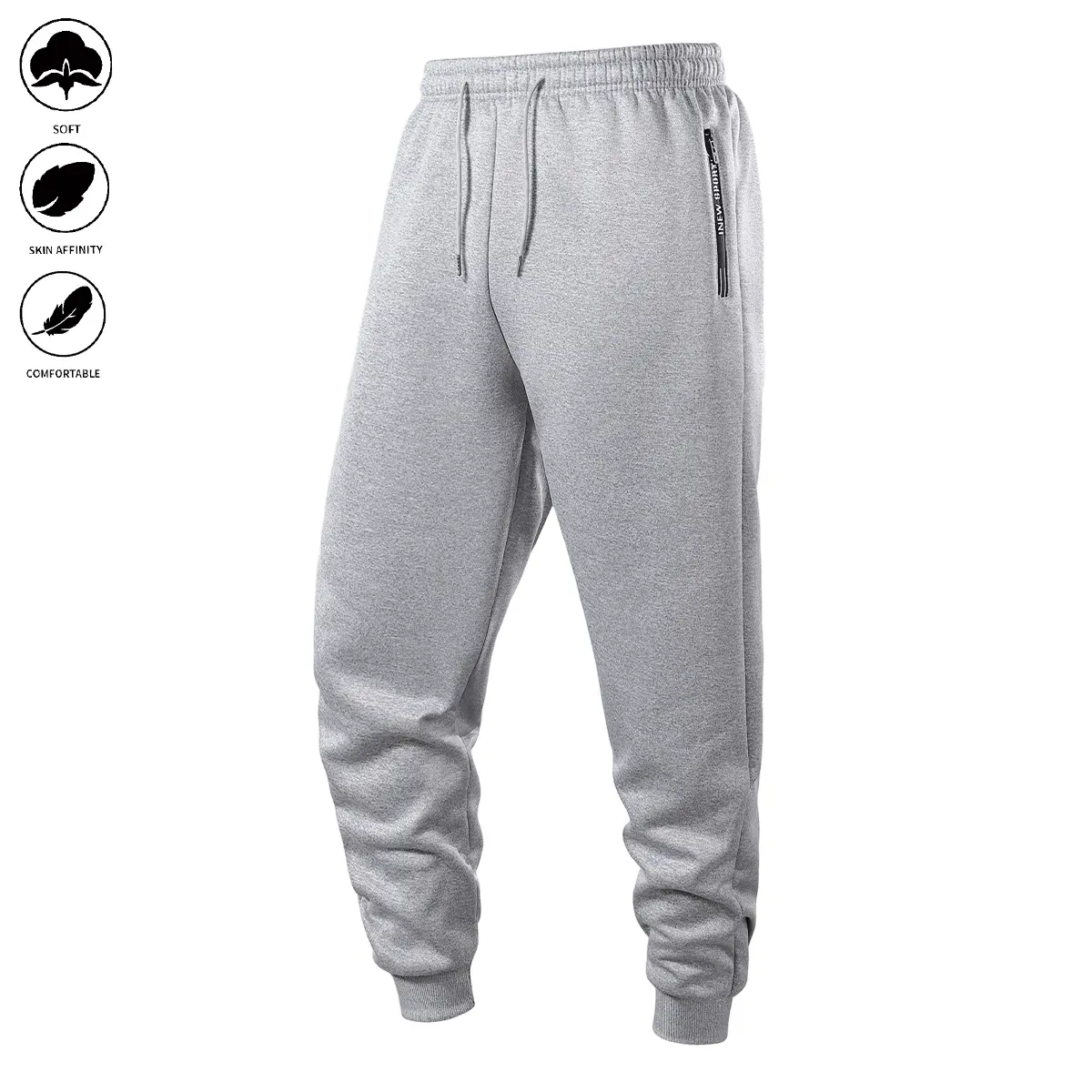 JOGWAVE Men's Sherpa Fleece Lined Thermal Jogger Sweatpants with Side Zip Security Pocket | Elastic Drawstring Waist Tapered Ribbed Cuff | Soft Skin-Friendly Warm Casual Trousers for Winter Daily Lounging Gym Outdoor