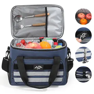 Large Picnic Ice Pack Outdoor High Capacity Fresh Keeping Lunch Box Bag, Handheld Crossbody Insulated Food Container for Travel, Lightweight Insulated Pack