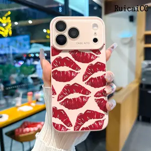 Sexy red lips Phone Case for iPhone 17 Pro Max 16 15 14 13 12 Series Full Camera Lens Protection Shockproof Drop Resistant Durable Phone Case Suitable for All People