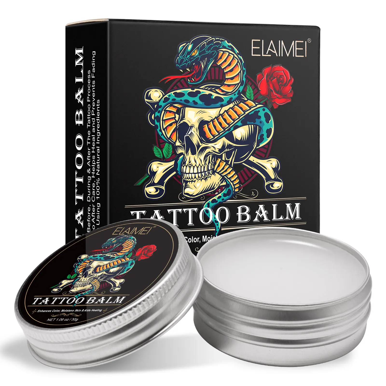 2 boxes of ELAIMEI Tattoo Care Balm, 30g/box, maintain tattoo color, enhance color, moisturize and maintain skin health