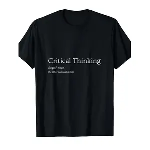 Critical Thinking The Other National Deficit Funny Sarcastic T-Shirt - Unisex Cotton Tee with Political Humor Slogan, Short Sleeve Round Neck Casual Wear for Men & Women
