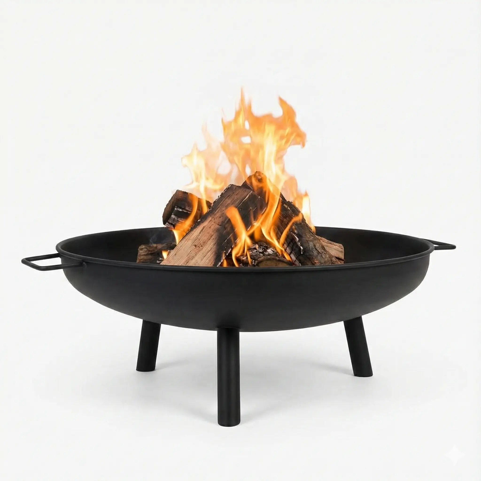 Lifespace International LLC Premium 23-in Diameter Round Outdoor Fire Pit Bowl, Wood Burning, 8.8-in Off-Ground Design, Convenient Handles for Backyard Oasis, Patio Use