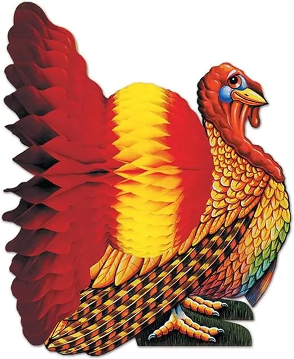 Tissue Paper Turkey Centerpiece For Thanksgiving Party Decoration Autumn Fall Harvest Home Decor, 8.88" x 12.25"
