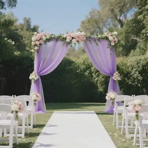 Sheer Wedding Arch Drape 5ft × 10ft Lavender Lilac – Backdrop Curtain Panel with Rod Pocket