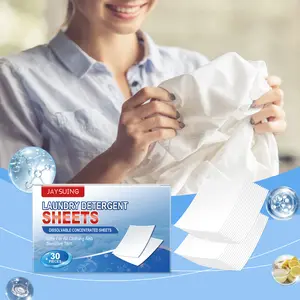 Jaysuing Laundry Detergent Sheets Gentle on Odors & Oil Stains Retains Fragrance 30 Pieces for Fresh Clean Finish Efficient Cleansing Bubble Sheets