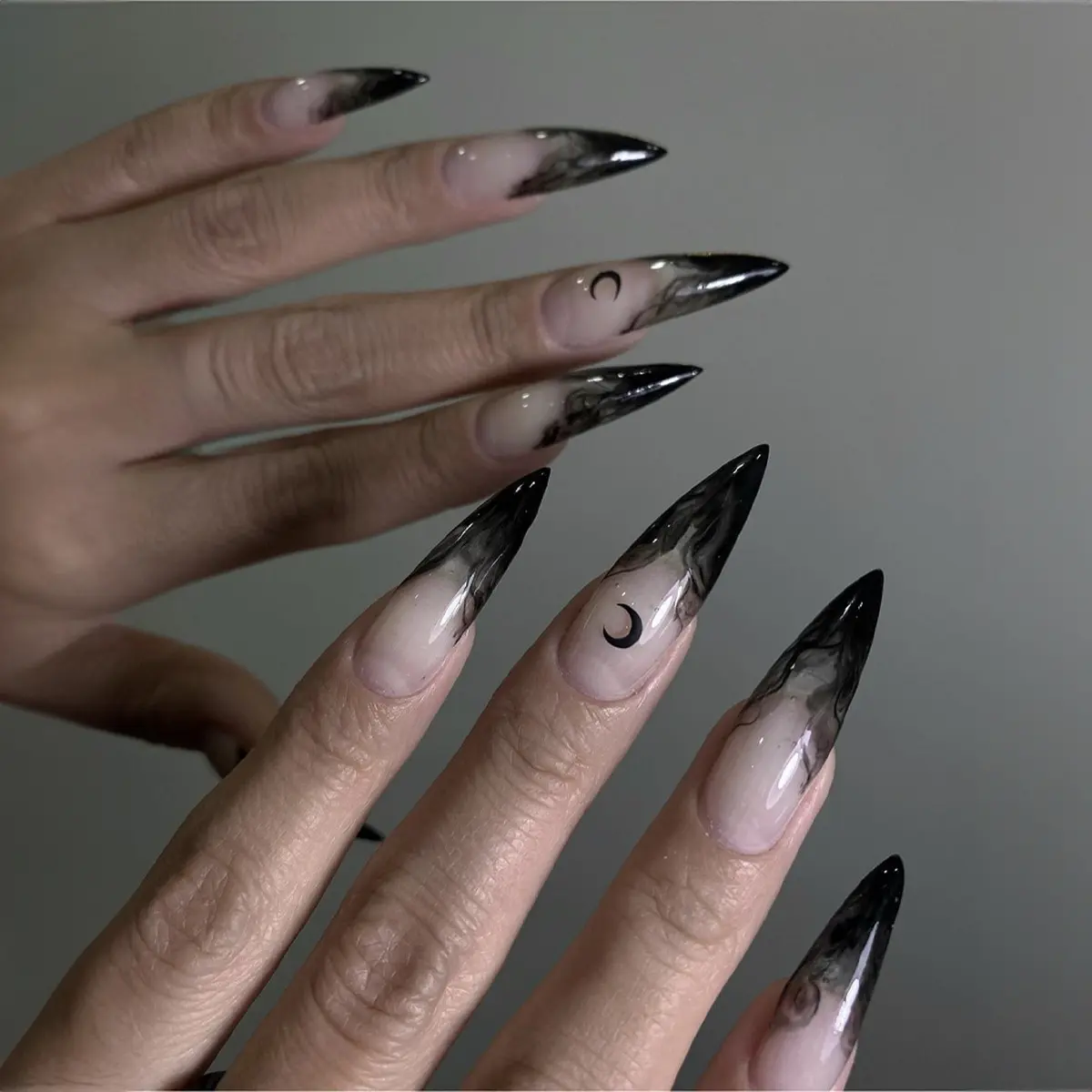 Custom Fit white and Black Halloween Nails