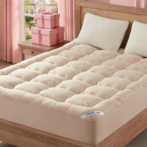 SummerWins【BEDLORE】Thick Fitted Sheet Mattress Pad, Fluffy Pillow Top Comfort Layer, Cooling & Soft Mattress Cover with Deep Pockets (Fits 6–18 Inch Mattresses), Ideal for Bedroom & Home Use