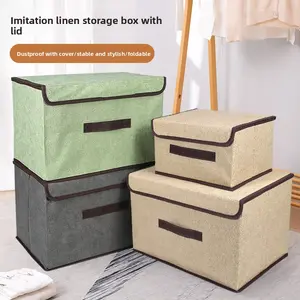 Imitation hemp non-woven storage box set Printed storage box Size number Portable foldable fabric storage box-81 baskets