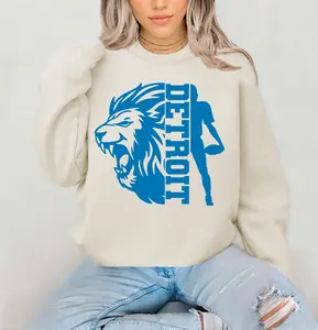 Detroit Football Sweatshirt, Cool Lions Football Sweatshirt, Detroit Game Day Sweatshirt Fabric Fit