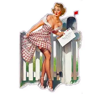 Red Head Picket Fence Pin Up Girl Decal