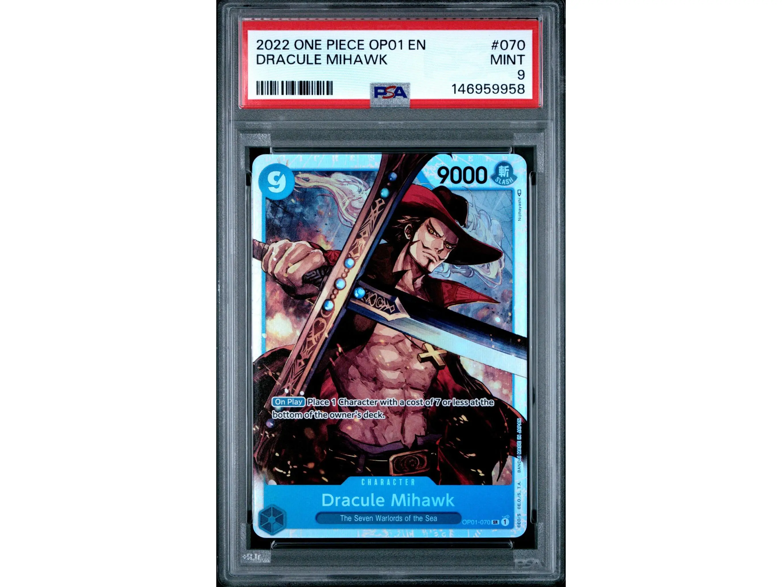 2022 One Piece Romance Dawn Dracule Mihawk Sr #OP01070 PSA 9