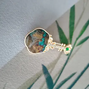Handmade Pipa Shape Xiangyunsha Brooch, Traditional Chinese Instrument Pin, Women's Coat Scarf Accessory, Luxurious Gift