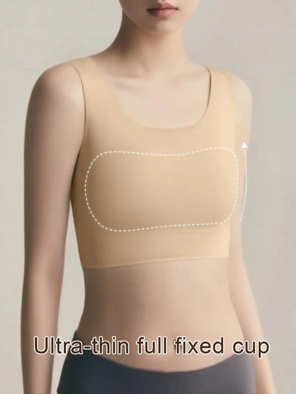 Wireless invisible strapless vest, women's seamless corset bra, wide shoulder strap design, light and breathable fabric, girls disguise as boys, tomboy corset underwear, large and small chest effect, flat chest shaping, Seamless Sports Bras