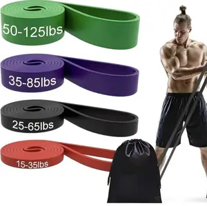 4x Exercise Bands for Home Workouts, Latex Resistance, Heavy Duty Elastic Band for Men and Women - Pull Up Assist Bands Fitness