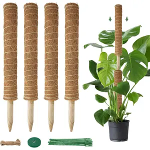 Moss Pole for  Indoor - 4 Pack  Supports for Climbing  to Grow Upright - 16 inch Stackable Moss Sticks Coir Totem Pole  Support for Monstera Pothos Philodendrons Potted
