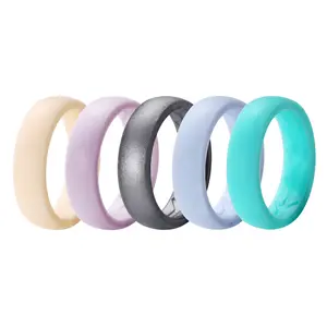 Women's 5PCS Silicone Rings: 5.4mm Breathable Sport Fitness Ring for Yoga Gym Hypoallergenic Wedding Bands