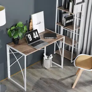 Homy Casa Guduric Foldable Computer Desk for Small Spaces Portable Laptop Table with Sturdy Metal Frame & Wood Top Perfect for Home Office Bedroom Dorm Gaming Setup