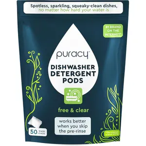 Dishwasher Pods, Natural Dishwasher Detergent,  Dish tabs - Enzyme-Powered, Spot & Residue Free - (50 Count)
