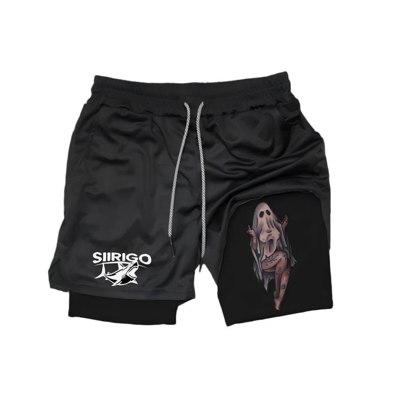 Anime-Style Sports Shorts for Men Two-Piece Double-Layer High-Quality Polyester Quick-Dry & Breathable 20 Versatile Styles Multi-Function