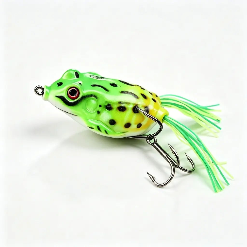 Frog Fishing Lure - Weedless Hollow Body Topwater 2.17in/5.5cm Soft Floating Rubber Bait, Heavy-Duty Dual Stainless Steel Hooks, 3D Eyes, Walk-The-Dog Action for Largemouth Bass, Lily Pads, Freshwater Tackle