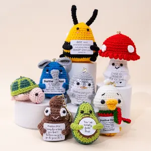 Handmade Crochet Hanging Ornament, Cute Small Animals Turtle Penguin Elephant Mushroom Knitted Dolls, Home Decor Keychain Backpack Charm