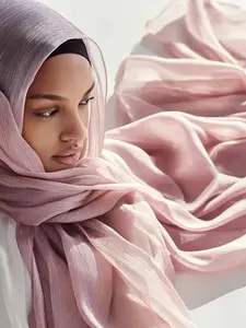 Shimmer Chiffon Hijab Scarf Shawl with Luminous Flow | Lightweight Elegant Solid Color Scarf for Modest Fashion