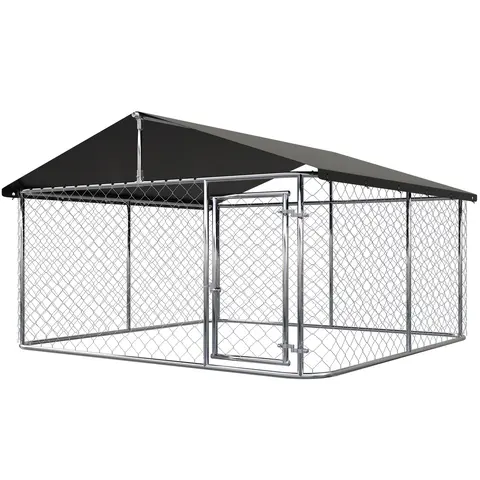 Petony Galvanized Steel Outdoor Dog Playpen Enclosure - Heavy-Duty Mesh Fencing, UV Protection, Secure Lock, Rust Resistance, 2-Person Assembly DIY Kit, Outdoor Puppy Kennel, Outdoor Kennel