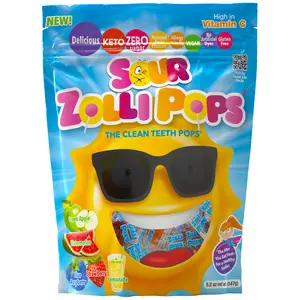Zollipops Sour Assorted Fruit Spring and Easter 5.2oz Pouch Delicious, Zero Sugar, Sugar Free, Vegan, KETO, Gluten Free, Allergy Friendly, No Artificial Dyes, Kosher, Clean Teeth Candy Sweet Snack
