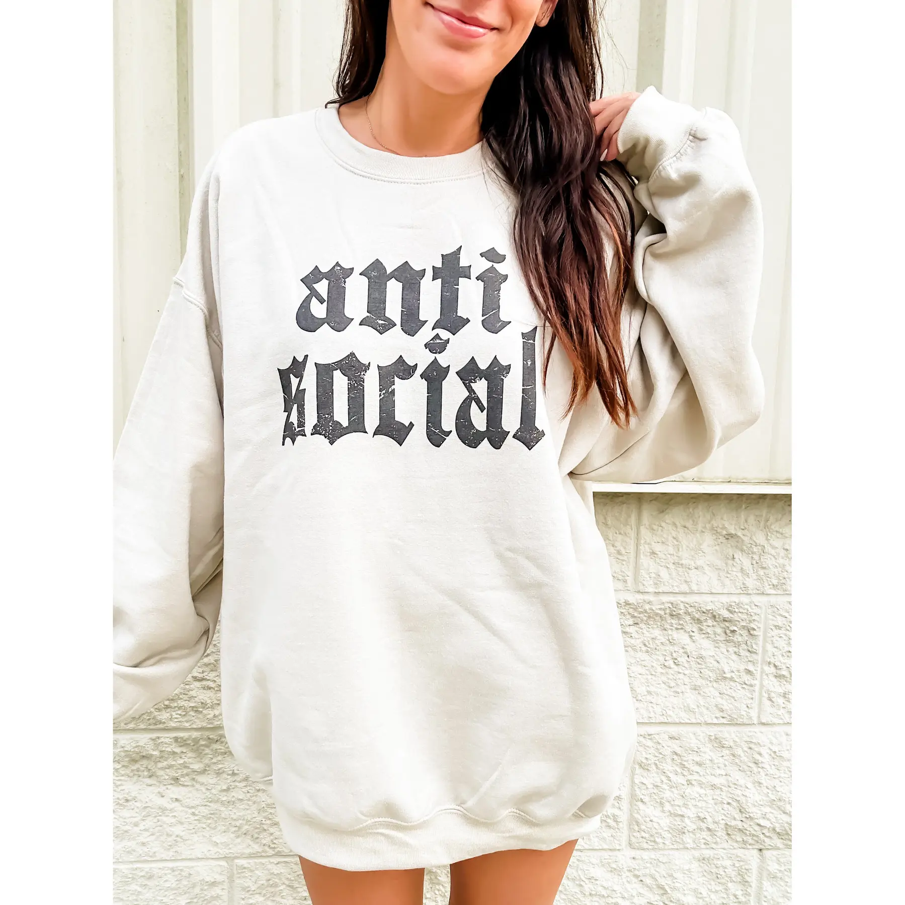 Trendy Anti Social Graphic Pullover Trendy Anti Social Graphic Pullover