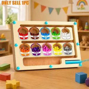 Magnetic Color and Number Maze Montessori Toy, Wooden Sorting Puzzle Board, Educational Learning Toy for Kids over 3 Years Old