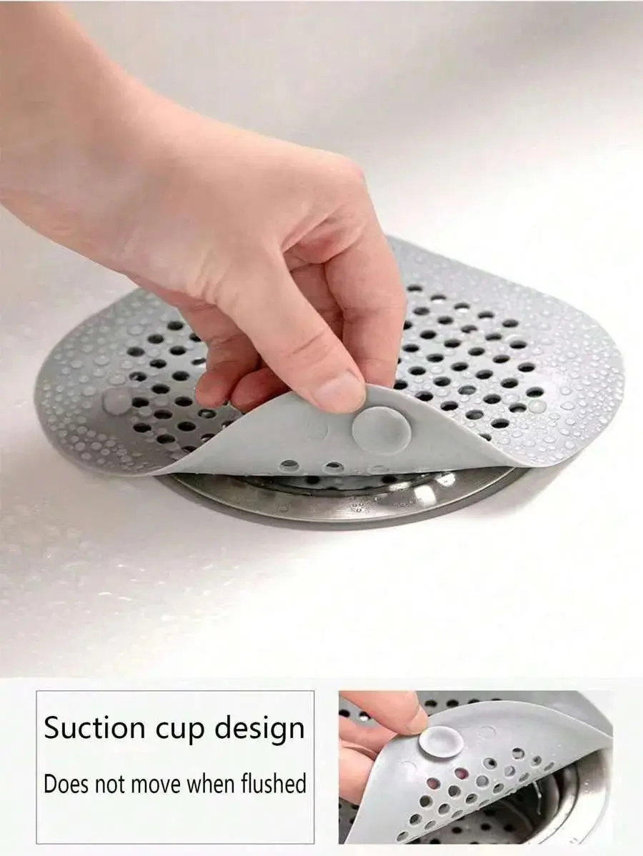 5-Pack Portable Silicone Rubber Hair Filter Sticker Drain Protection Set - Easy to Apply & Peel Off, Clog Prevention, Stops Odors & Insect Entry, for Home Bathroom Sink & Shower Drains (Bathroom Gadget)