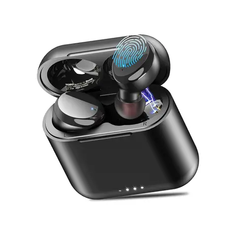 TOZO T6 2024 Ergonomic App-Enabled True Wireless Earbuds (Black) - Bluetooth 5.3, IPX8 Waterproof, 3.7g Lightweight Rechargeable, 16Hz Bass, Sound Isolation, Father's Day Gift, Audio Accessory