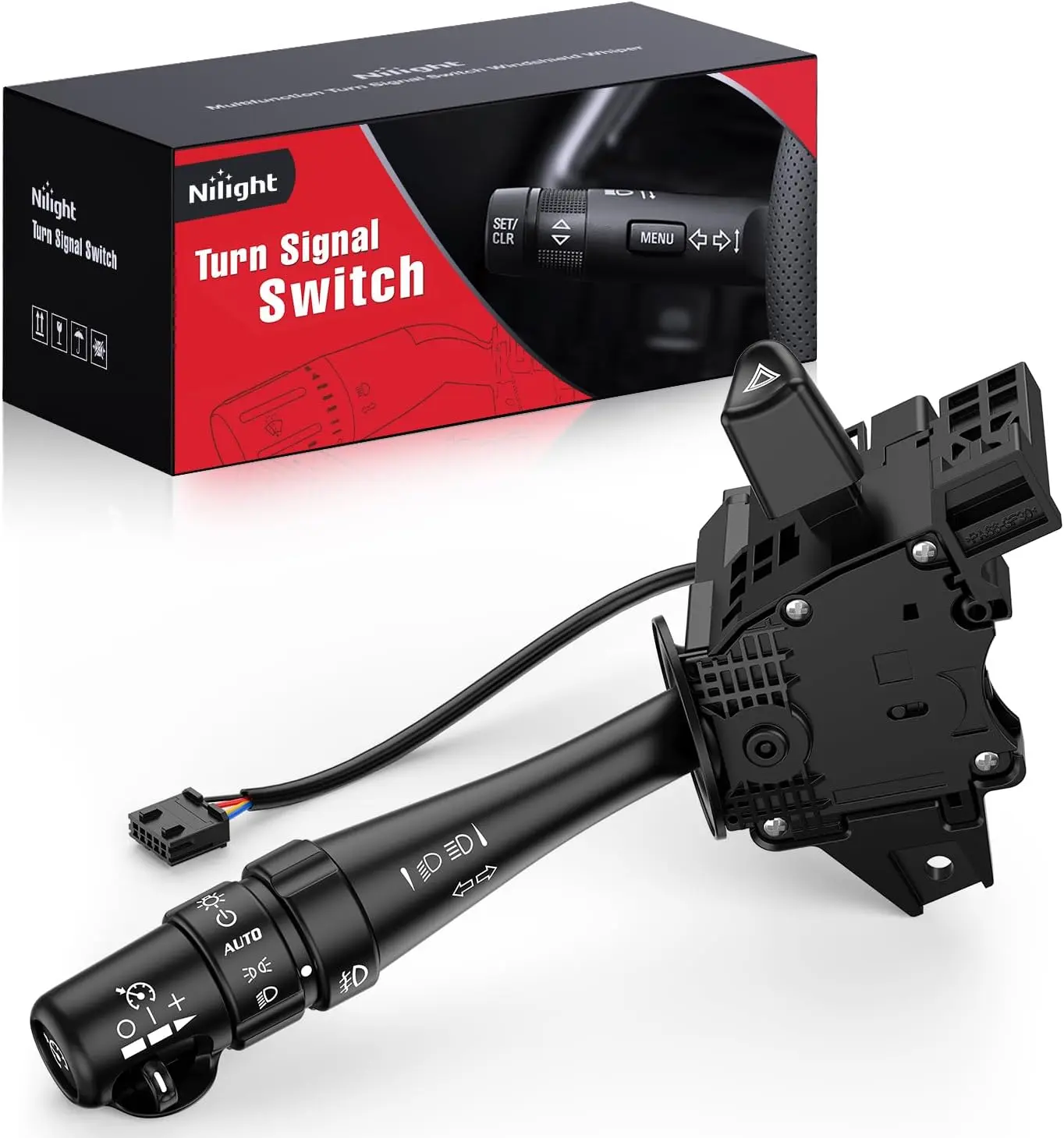 Nilight PP-ABS Multifunctional Signal-Wiper/Wash Control Combination Switch, Direct Mount OE Replacement for 2006-2008 Pontiac GP, Black Handle, Fog Light Ready, Plug-and-Play, Cruise Control, Dimmer Lever, Easy Installation, OEM Design, Abs/Pp