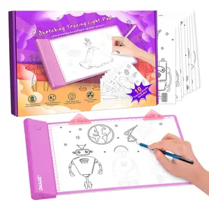 Light Up Tracing Pad Pink Drawing Tablet Coloring Board For To Boy (includes 10 Traceable Sheets And Two Clips)