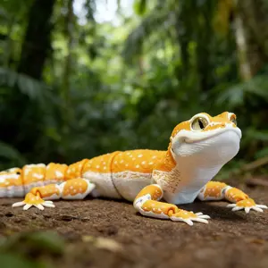 Leopard Print Lizard Figurine, 3D Printed Desktop Art & Collectible, Jointed Handmade Toy, Realistic Animal Model, Desk Decoration