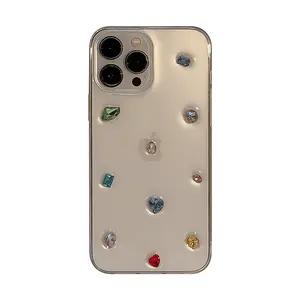 3D Color Diamond 17promax, suitable for iPhone 12/13/14/15/16 with glue-attached soft case, luxurious phone case
