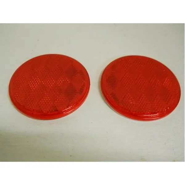 2 Red 3" Round Adhesive-Back Reflective Truck Semi Trailer Mail Box Reflex Reflectors