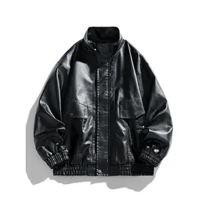 High-Quality Unisex Fashion PU Leather Jacket, Windproof Waterproof Warm Racing Style, Streetwear Patchwork Design, Perfect Gift Idea