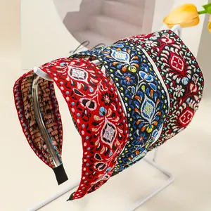 Pcs Bohemian Ethnic Embroidery Wide Face Headband for Women's Daily Wear Wig Accessories Gift3