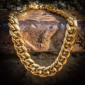[Star Long]18K Vacuum-gold Plated Hip Hop Jewelry Stainless Steel Miami Cuban Link Chain Necklace Fashion Accessory Men Women unisex Monaco italy Mexico & Micro Promise chains for Husband Boyfriend Valentines Birthday Gift