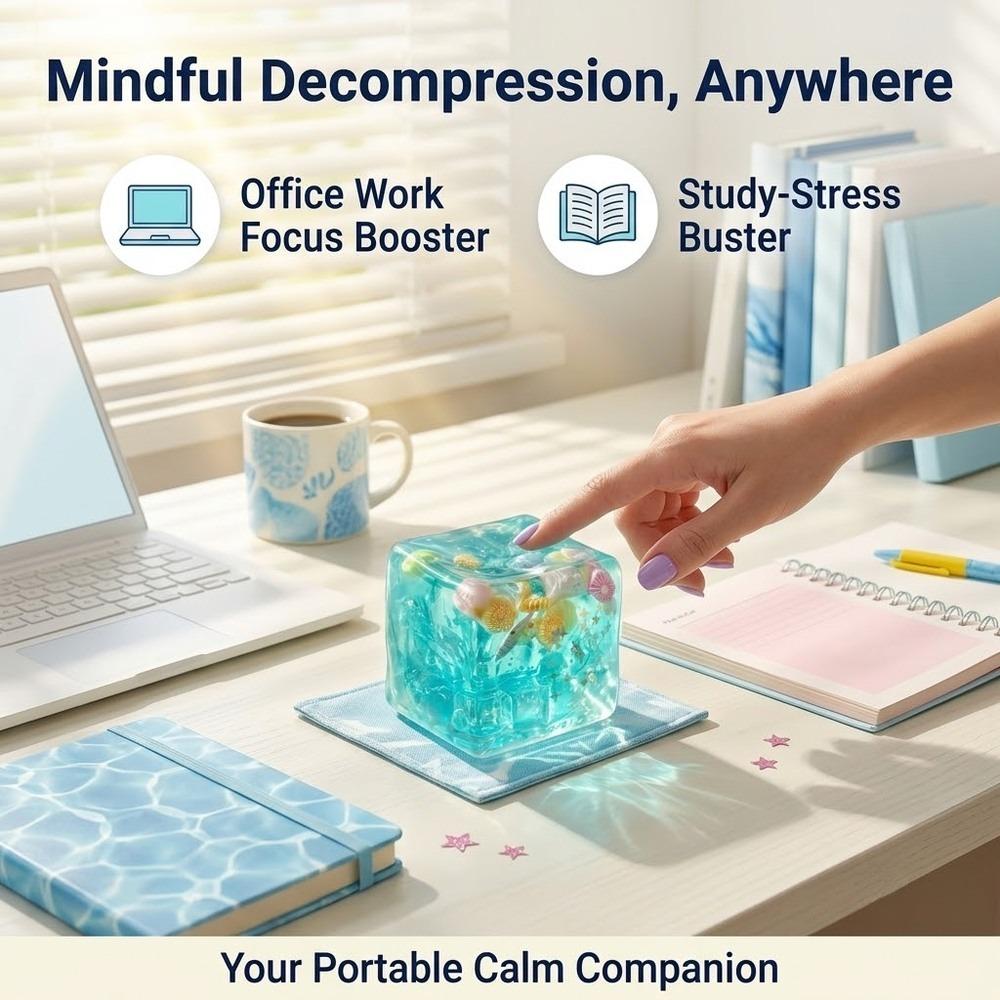3pc Durable Ocean Shell Stress Toy, Tear-Resistant Sensory Squishy Cube, Dust-Proof Non-Sticky Squeeze Ball for Anxiety Relief, Individual Gift Box, Desk Decompression Toy