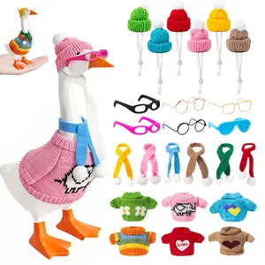6 Set 24Pcs 7 Inch Desk Goose Winter Outfit With Accessories,Cozy Sweater Sets with Hats, Scarves & Glasses For Magnetic Desk Goose Key Holder,Perfect Home Decor