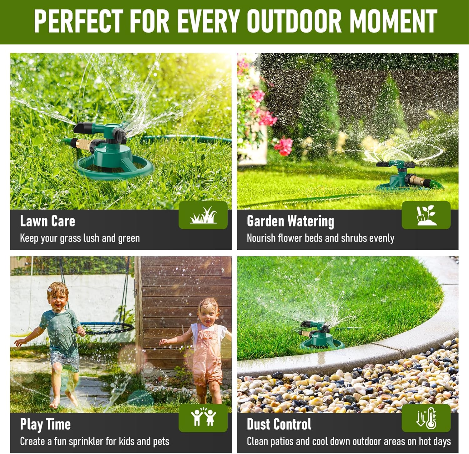 Sprinklers for Yard, Lawn & Garden Sprinkler Automatic 360 Rotating for Large Area Coverage, Grass Water Sprinkler for Kids and Pets Water Fun