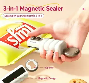 3-in-1 Compact Mini Sealing Cutter - Portable USB Charging Heat Sealer for Seals Bags, Handheld Food Storage Plastic Sealer, Bottle Opener for Home Supplies, Picnics
