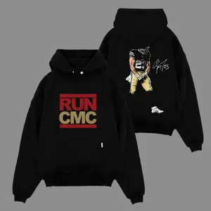 'Run CMC' Christian McCaffrey 23 For 49ers Faithful Game Day Fit Cotton Hoodie T-Shirt (Made In US), CMC Fans Outfit, Niner Gang Outfit, Gift For Niners Football Fans brent  rivera  merch baggy box hoodies august black
