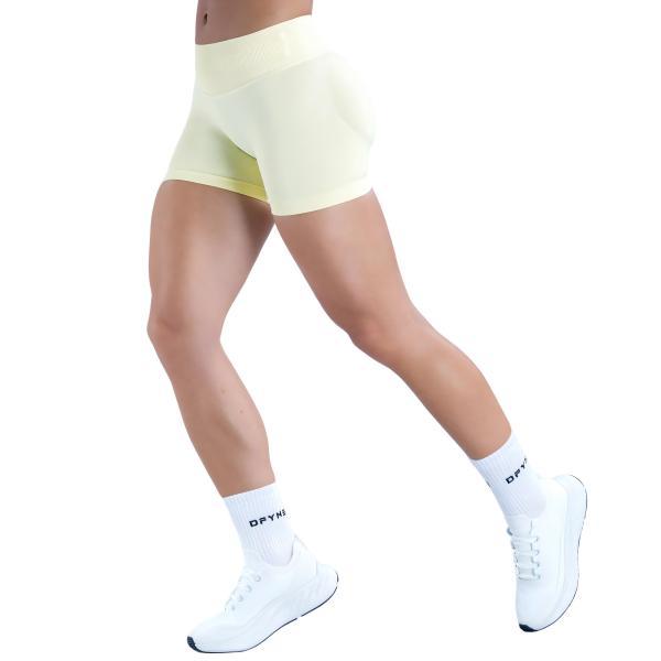 <WITH LOGO> DFYNE Women's athletic shorts - Seamless shaping design with a lift-up feature, suitable for yoga, fitness, cycling, hiking, running, sports, outdoor leisure, and other occasions