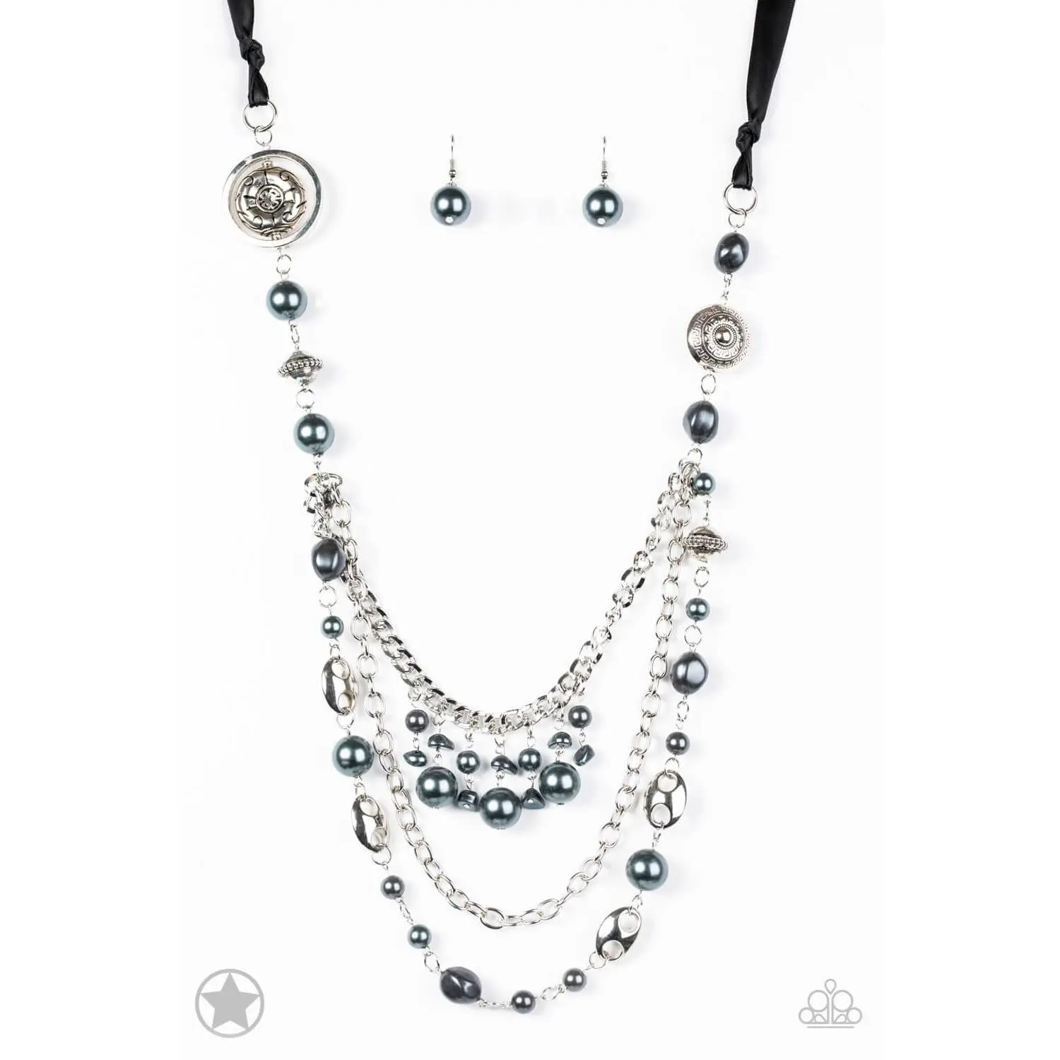 All The Trimmings Satin Ribbon - Black Necklace Set